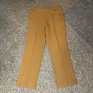Isaac Mizrahi Camel Brown Creased Split Hem Pants